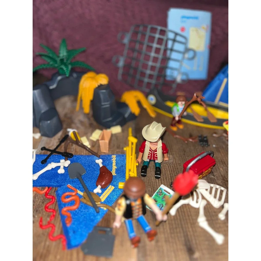 Playmobil Adventure Lot ATV Canoe Tent Figures Skeleton Jungle Safari